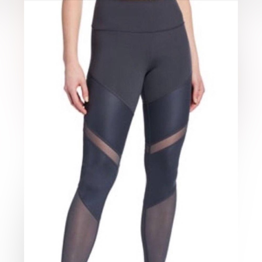 Alo Yoga High Waist Mesh Paneling Gray Leggings Size Small